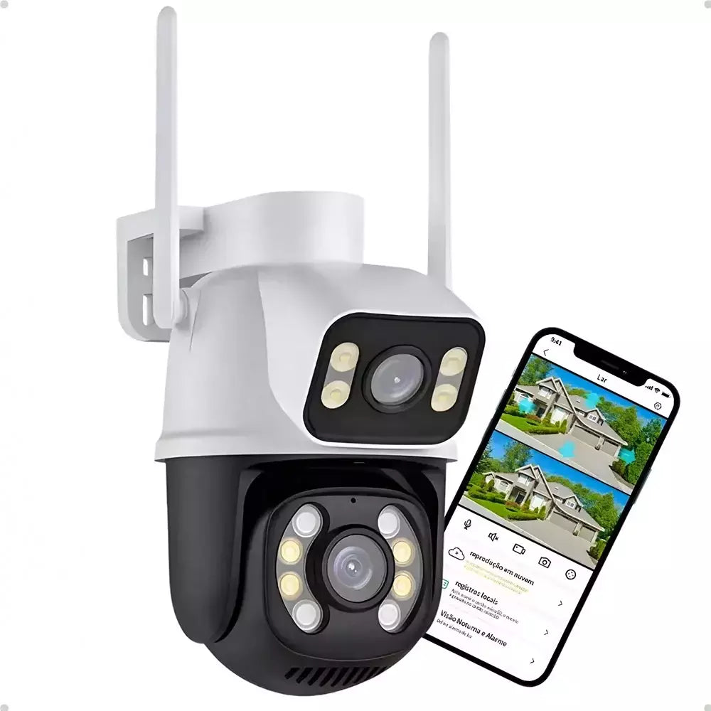 Câmera Dupla Externa Wi-Fi IP à Prova D’Água 4MP