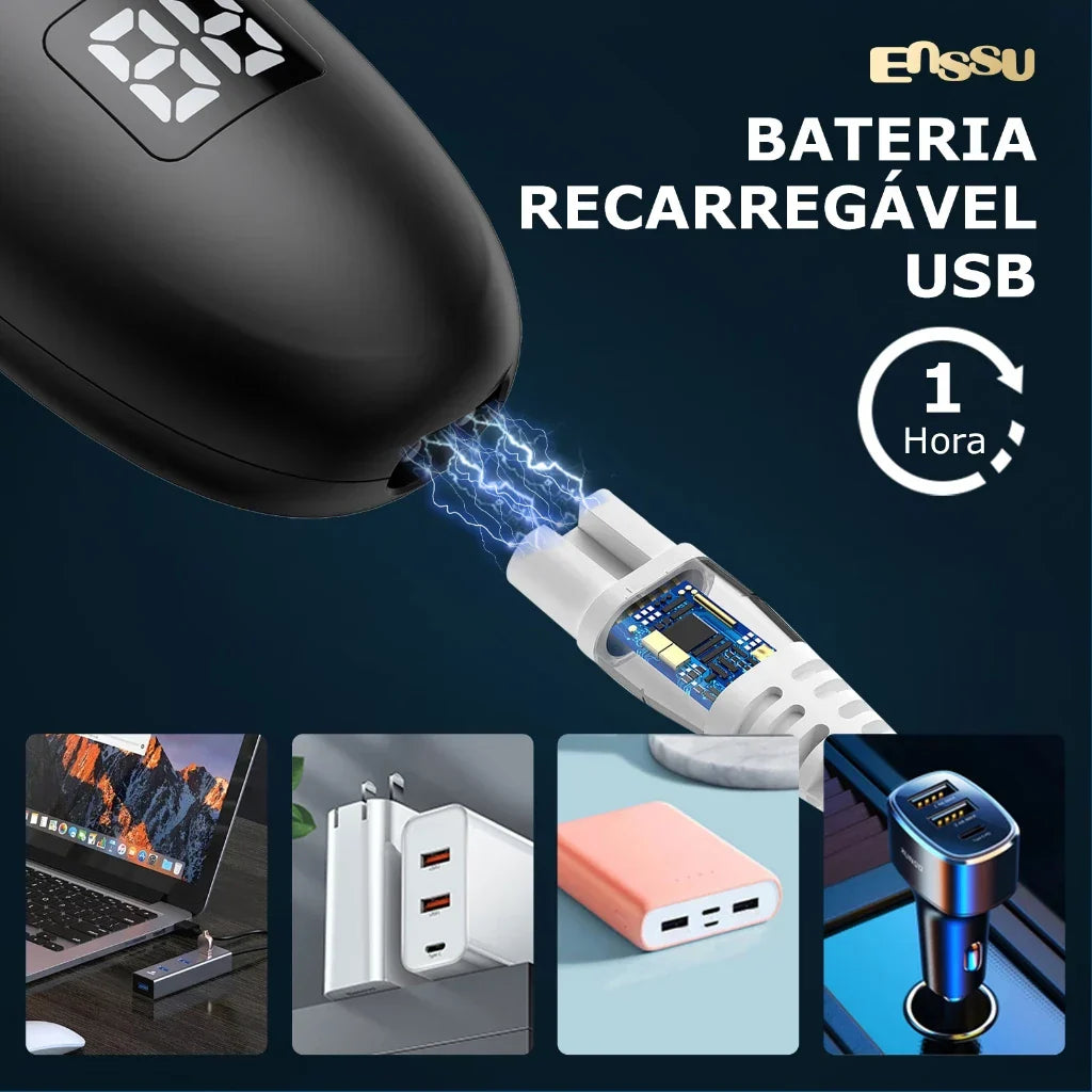 Aparador de Pelos Masculino Recarregável – Precision Pro com LED e Resistência à Água