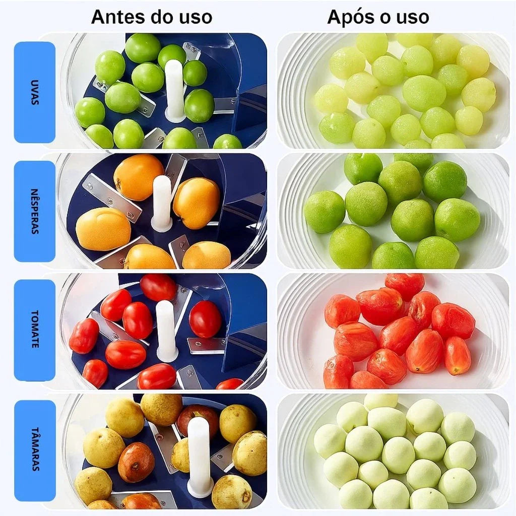 Descascador Elétrico Automático 3 em 1 – Para Uvas, Alho, Tomate e Frutas Pequenas